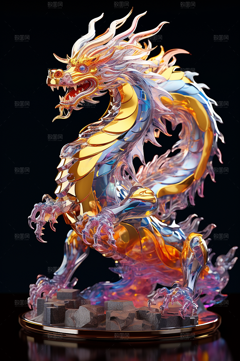 机甲金属龙新年质感效果图