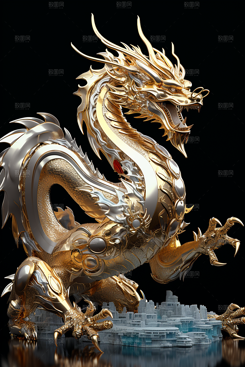 机甲金属龙春节机械感效果图