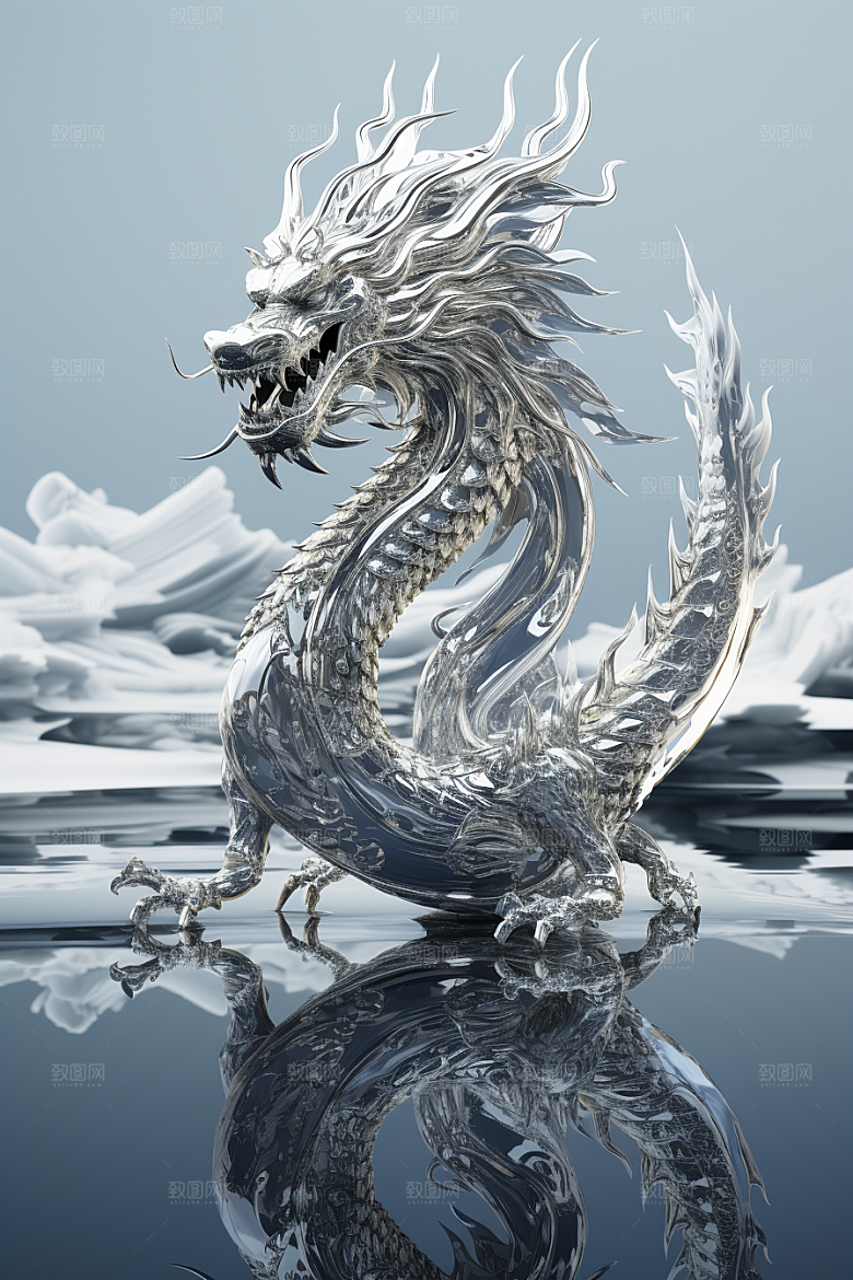 机甲金属龙光泽立体效果图