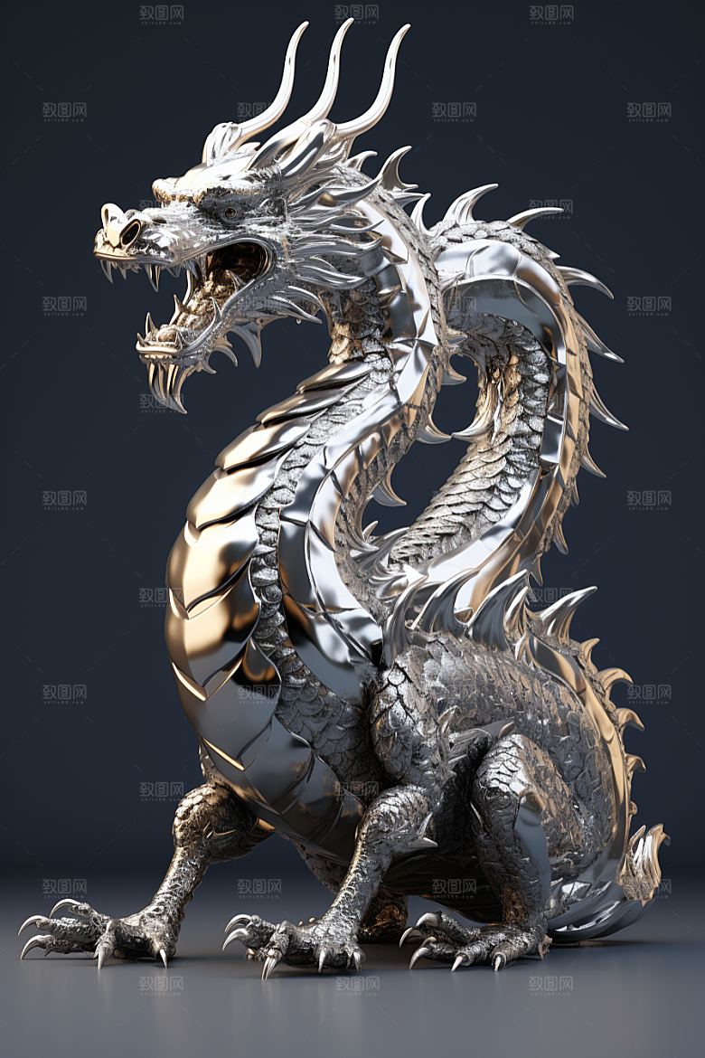 机甲金属龙模型3D效果图