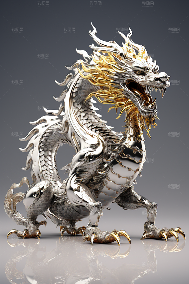 机甲金属龙龙年机械感效果图