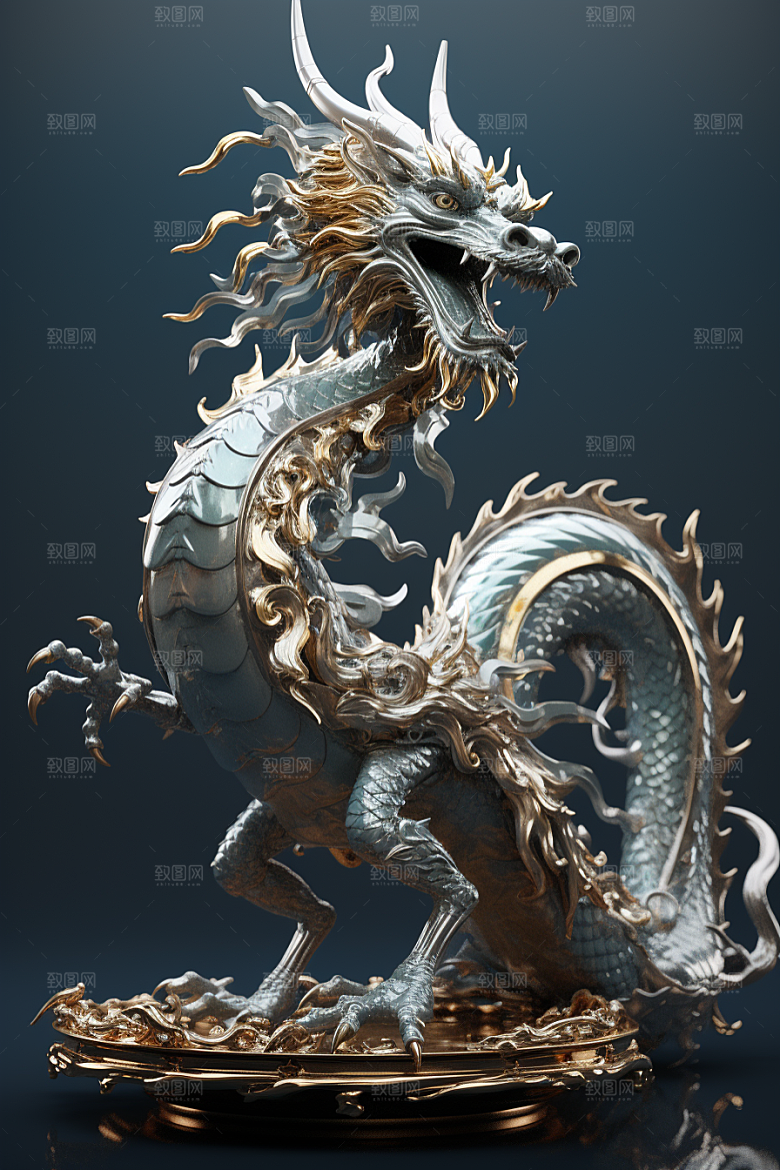 机甲金属龙3D龙年效果图