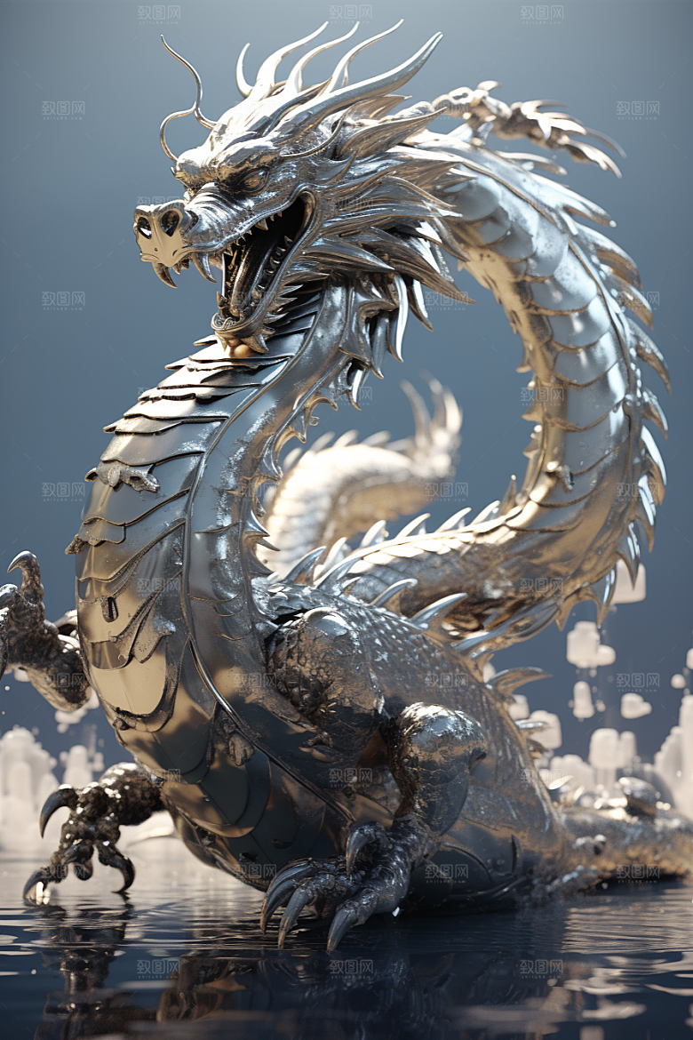 机甲金属龙龙年3D效果图