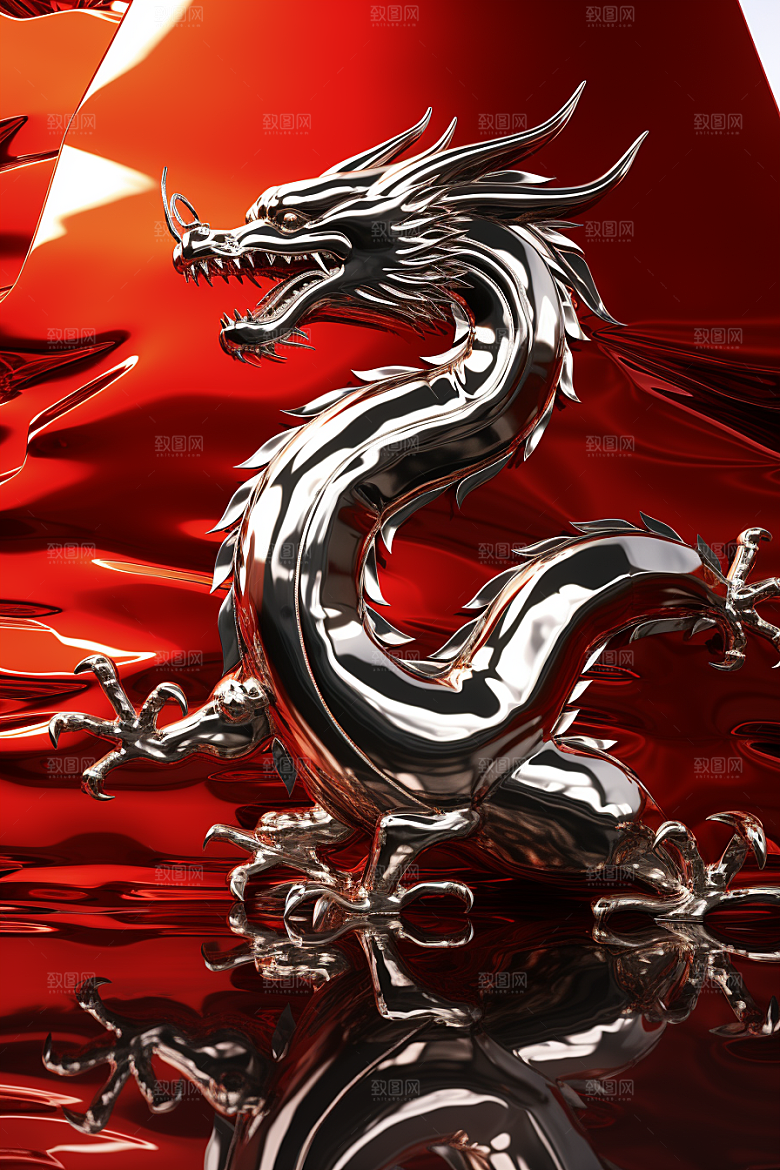 机甲金属龙春节立体效果图