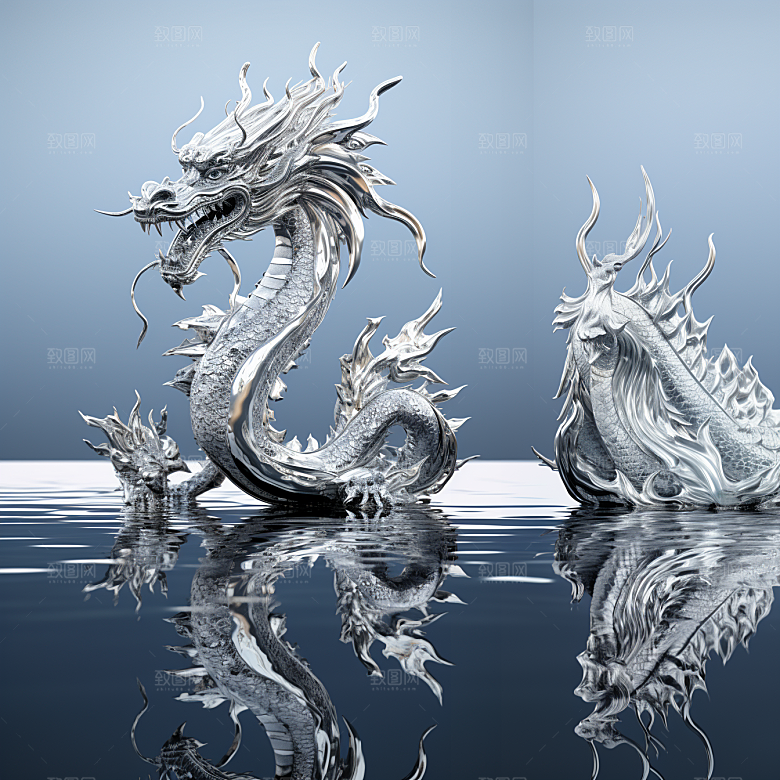 机甲金属龙立体3D效果图