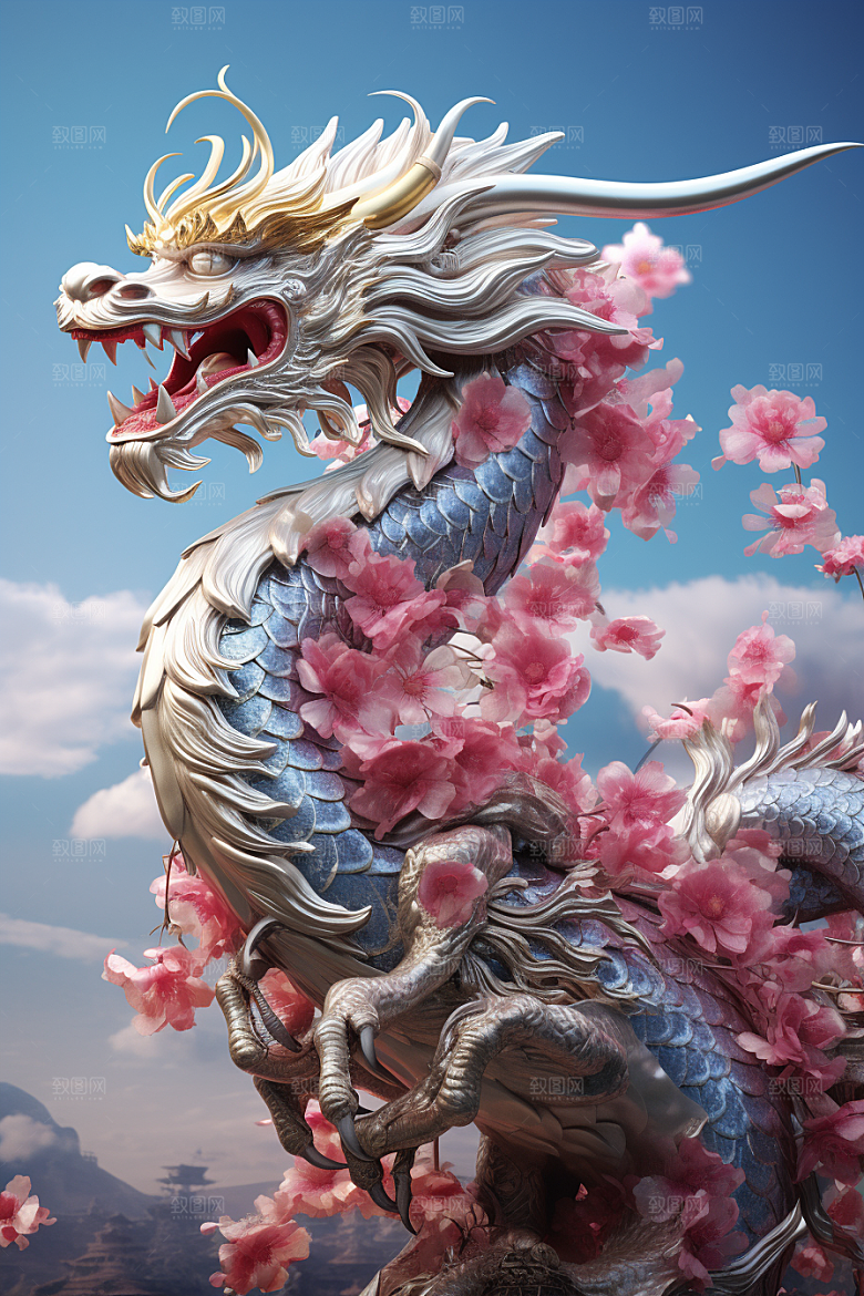 机甲金属龙质感立体效果图