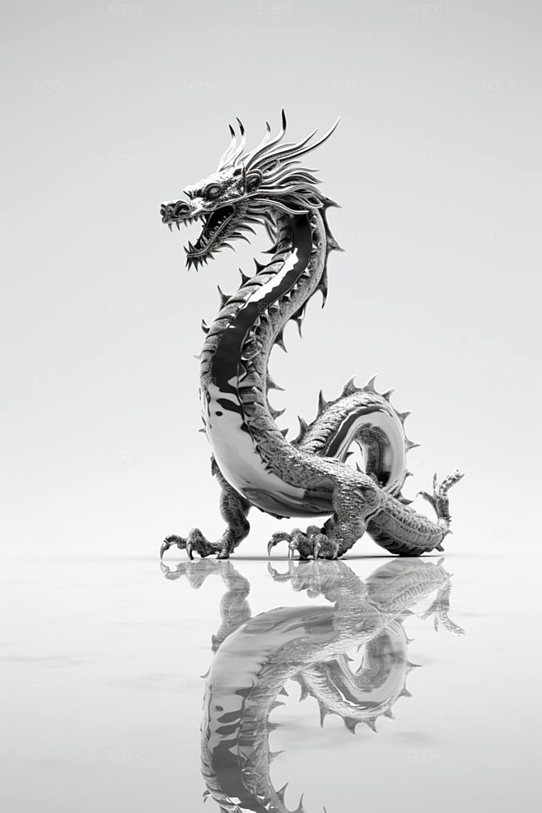 机甲金属龙模型质感效果图