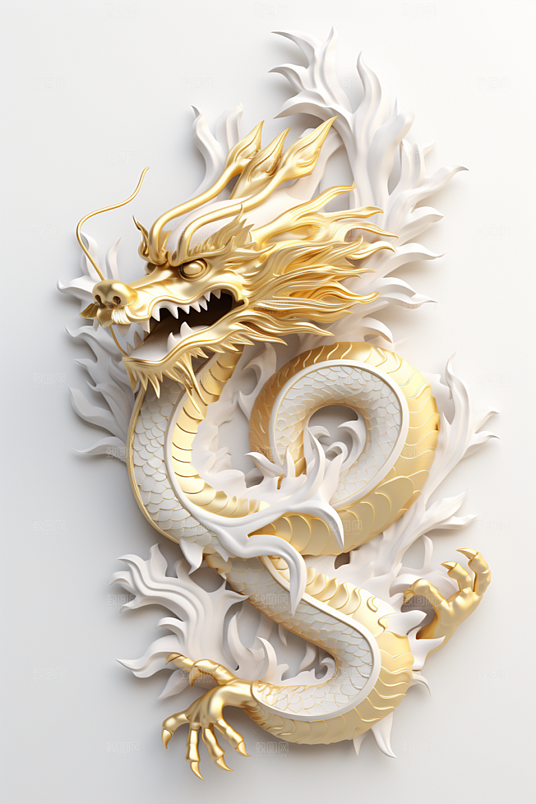 机甲金属龙质感立体效果图
