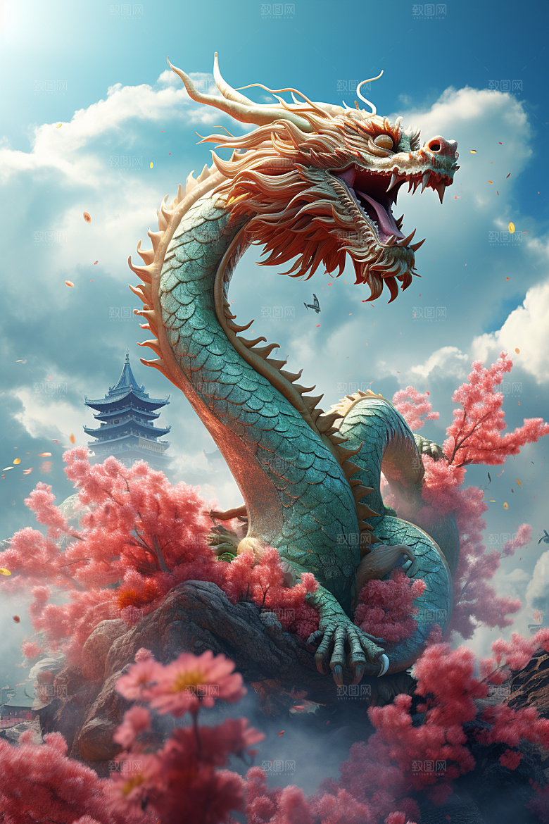 机甲金属龙光泽立体效果图