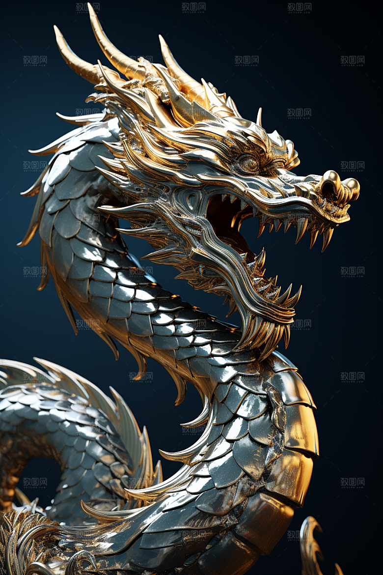 机甲金属龙新年模型效果图