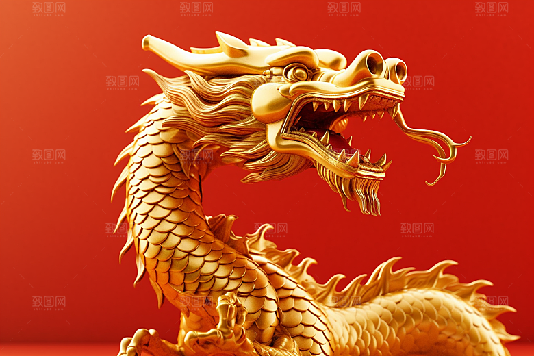 机甲金属龙龙年光泽效果图