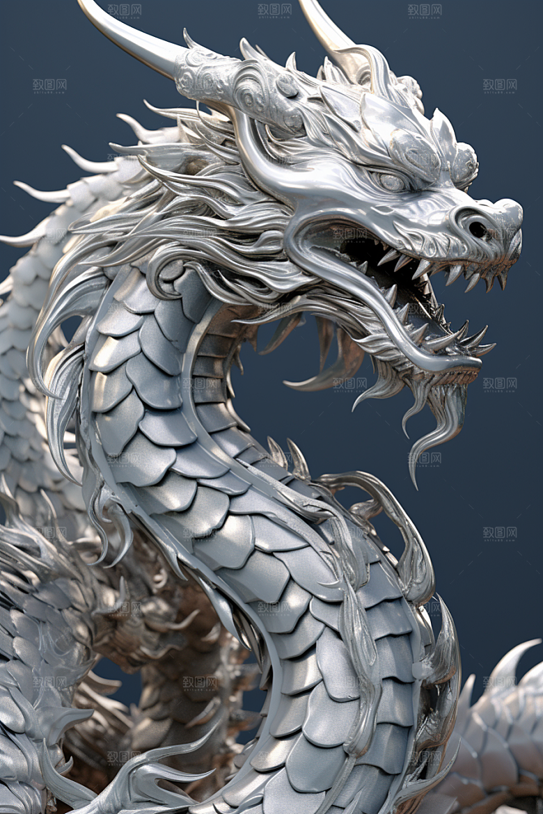 机甲金属龙龙年立体效果图
