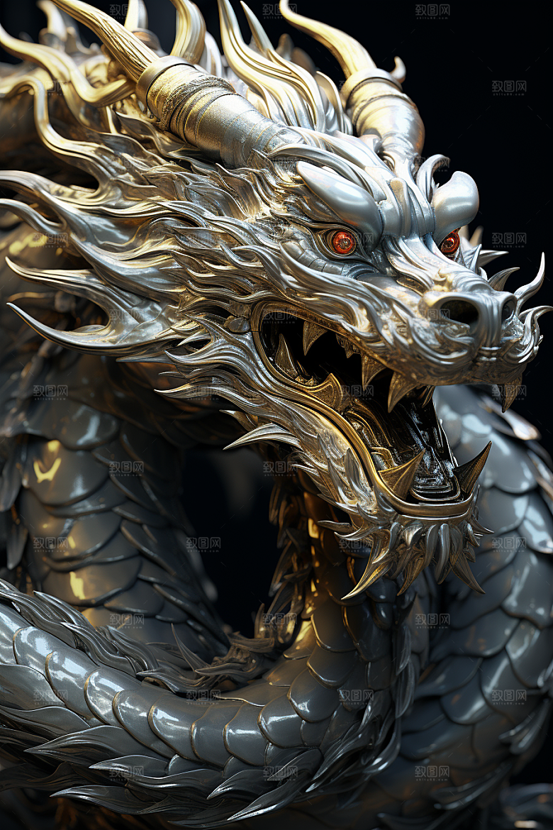 机甲金属龙立体新年效果图