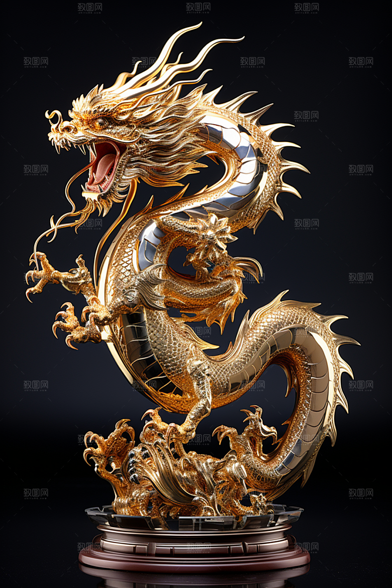 机甲金属龙光泽立体效果图