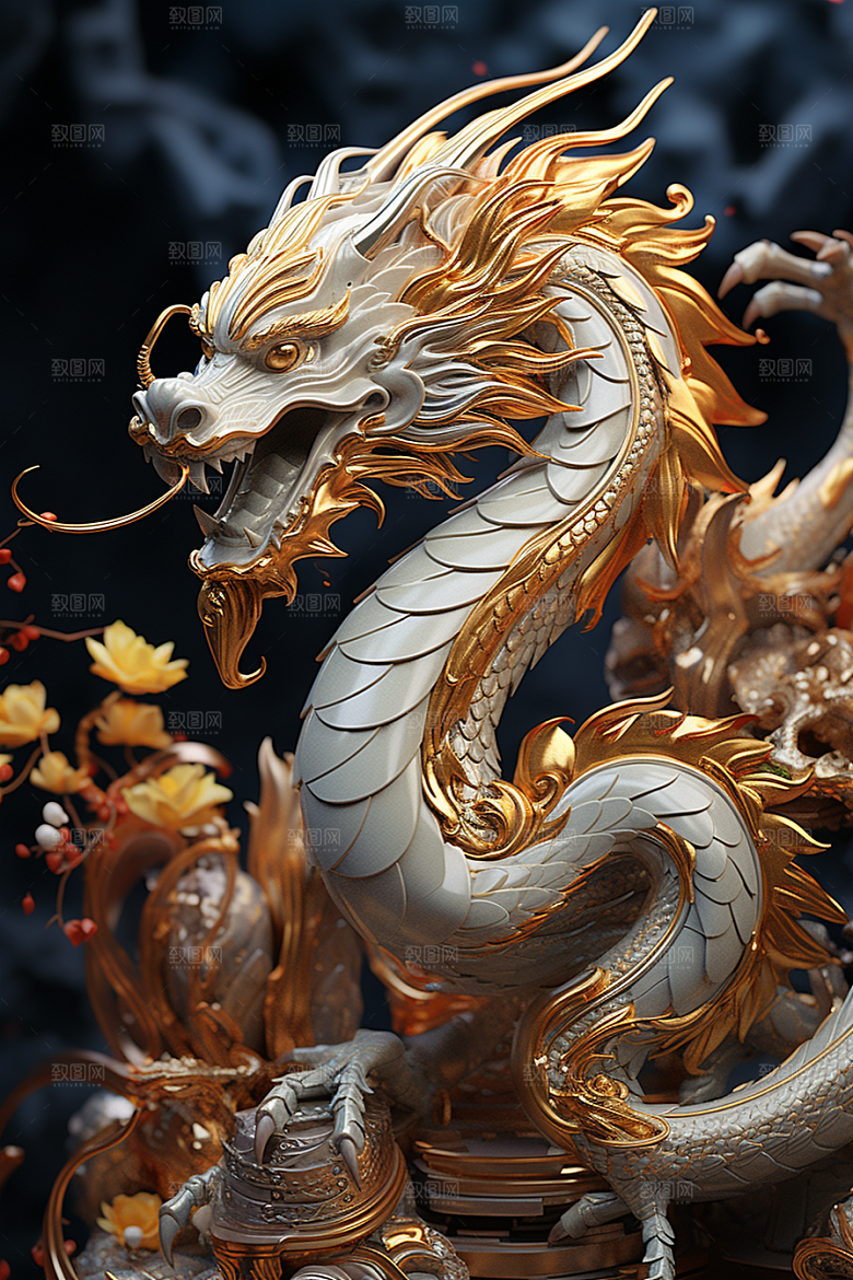 机甲金属龙立体模型效果图