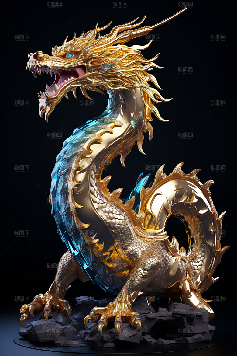 机甲金属龙立体模型效果图