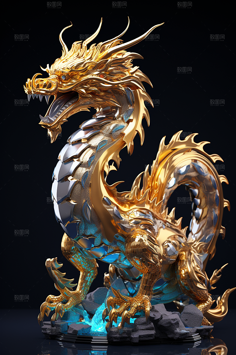 机甲金属龙龙年模型效果图
