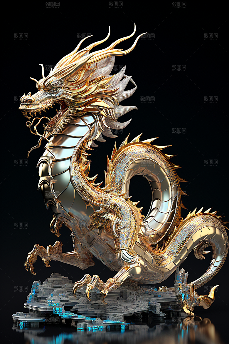 机甲金属龙新年龙年效果图