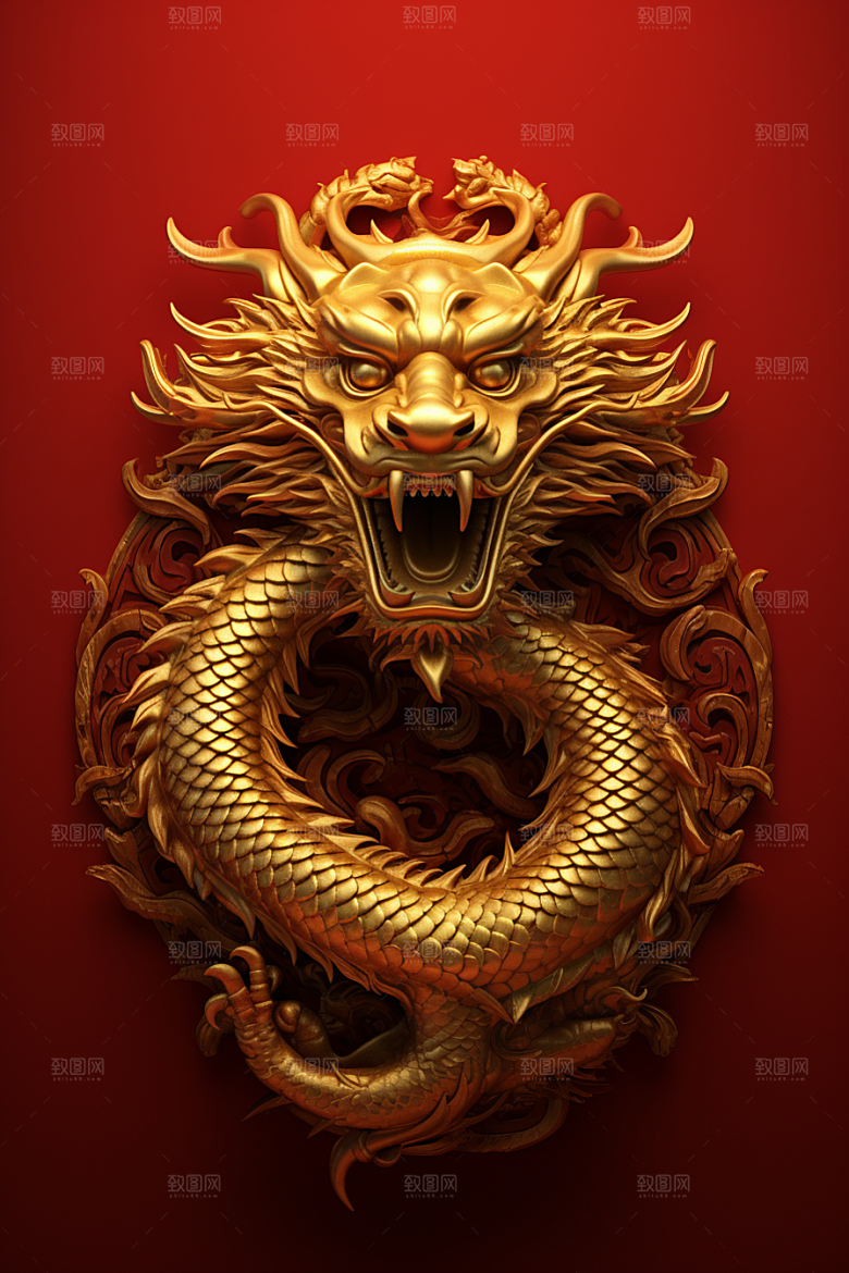 机甲金属龙新年立体效果图