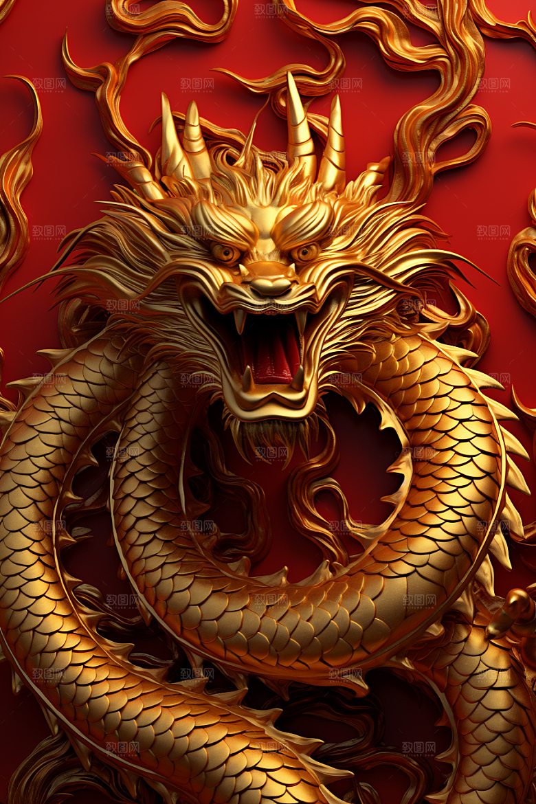 机甲金属龙新年立体效果图