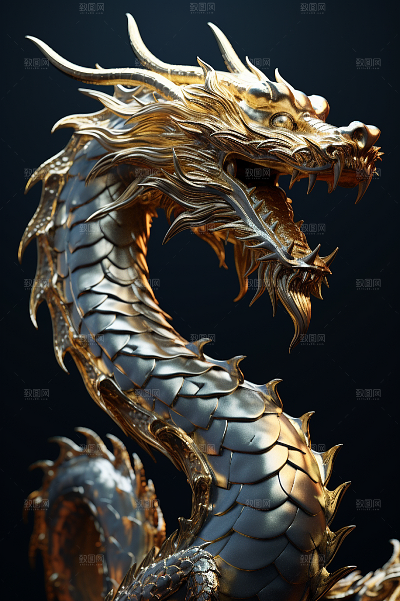 机甲金属龙新年模型效果图