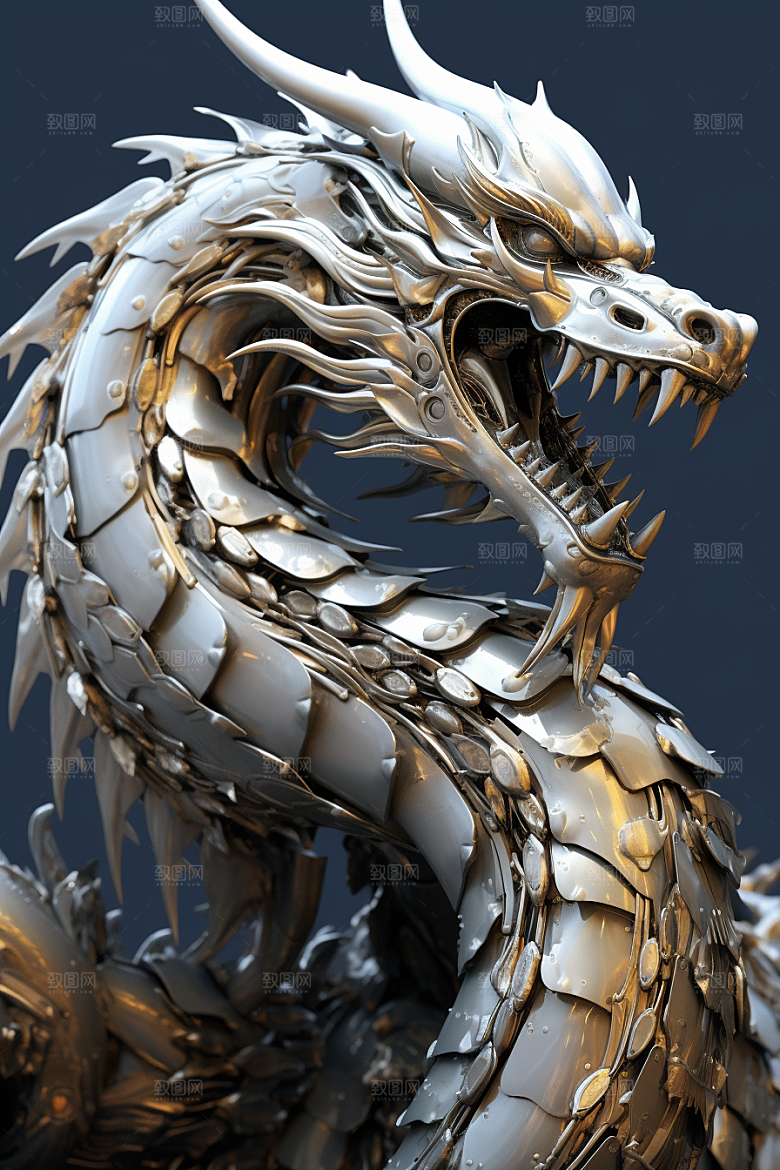 机甲金属龙机械感3D效果图