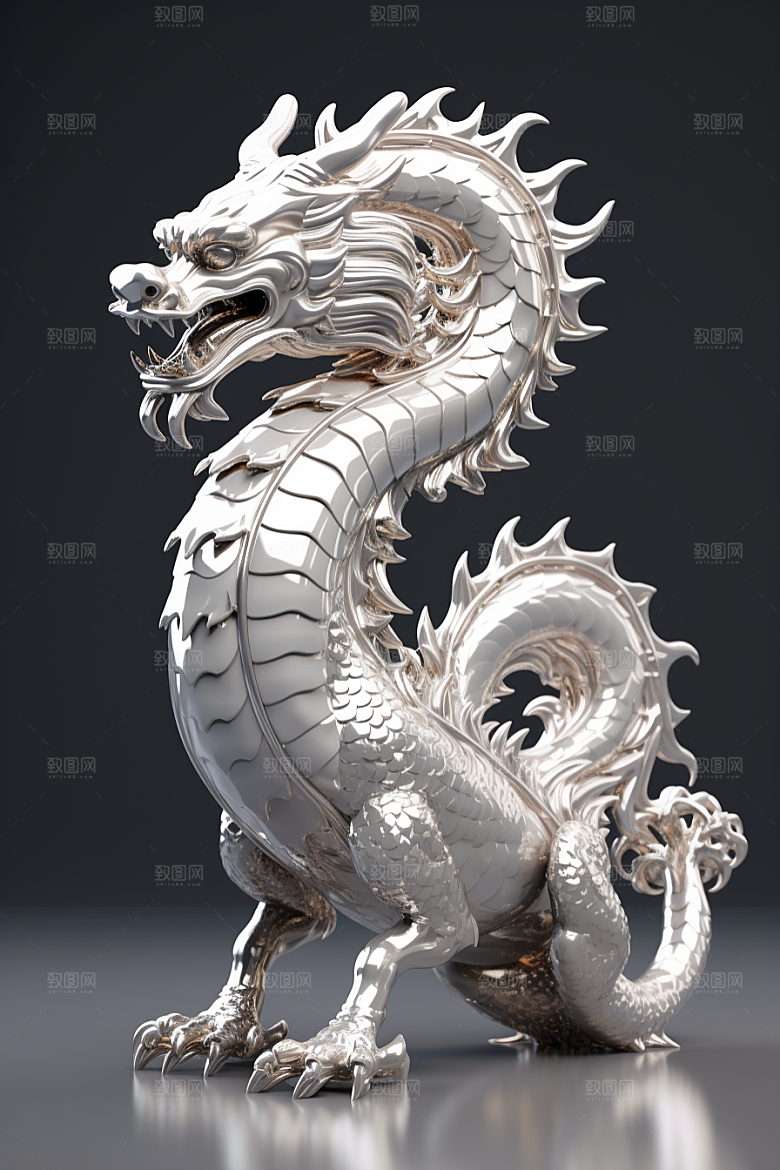 机甲金属龙立体光泽效果图