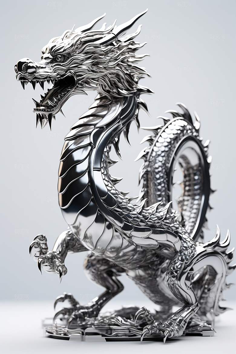 机甲金属龙质感龙年效果图