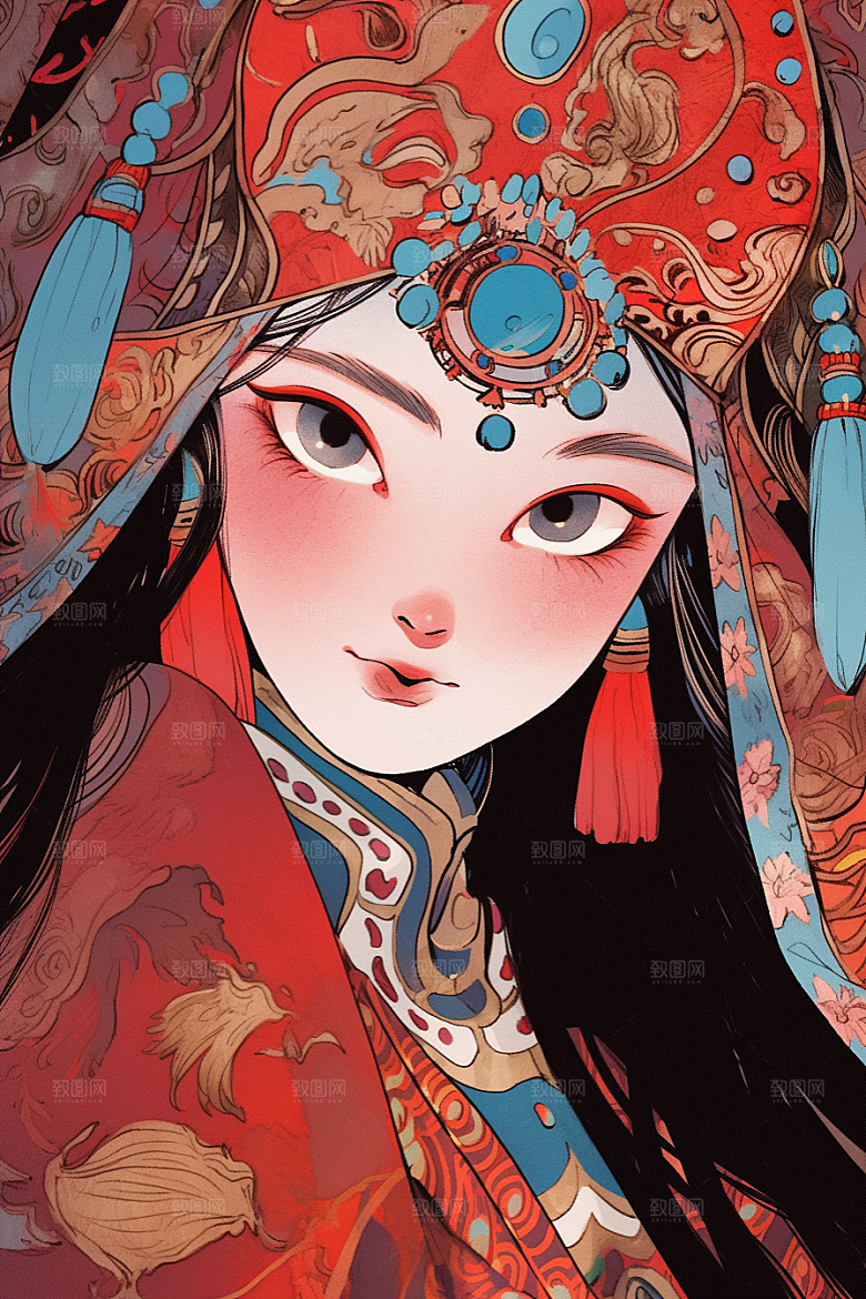 京剧女孩戏剧国粹插画