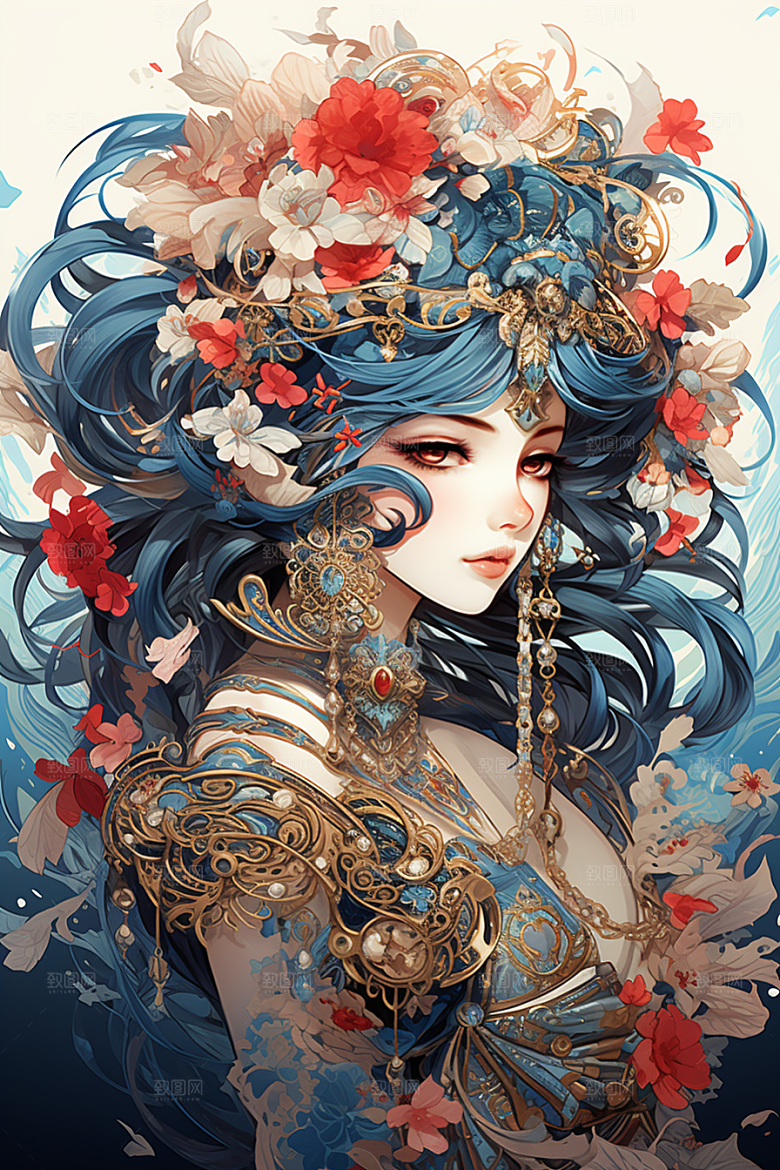 京剧女孩国潮戏剧插画