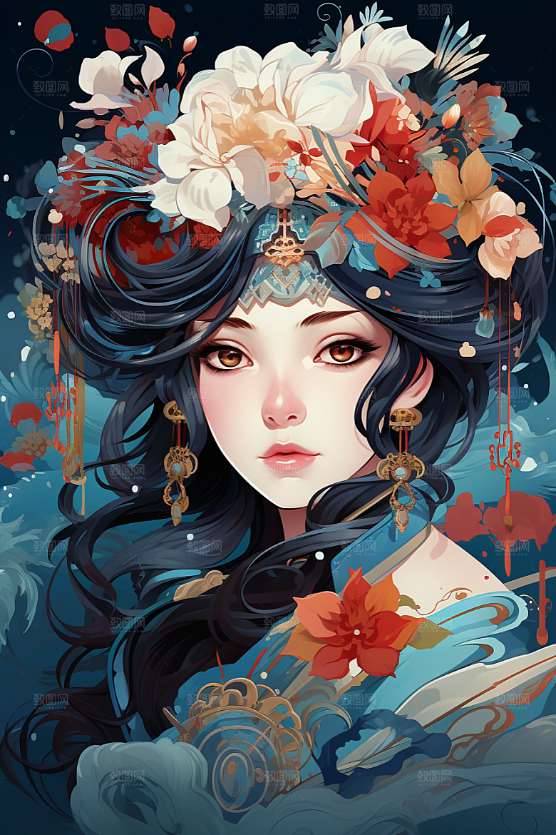 京剧女孩中式国粹插画