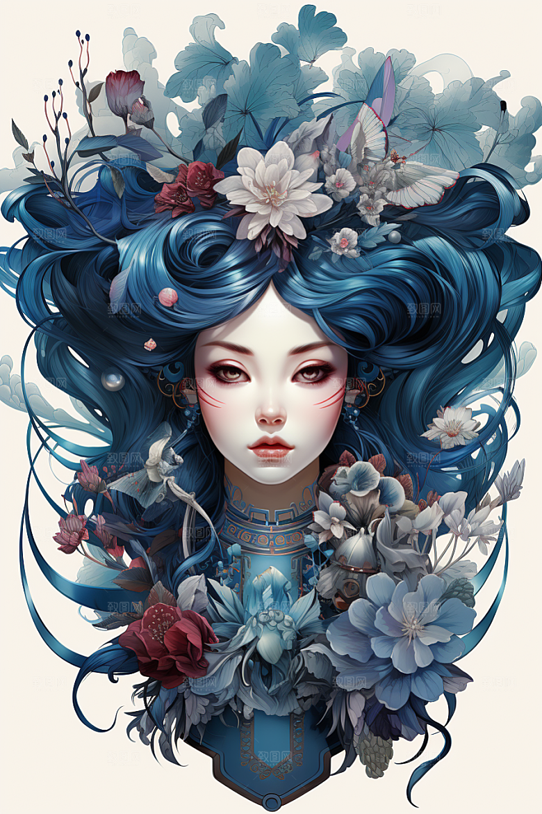 京剧女孩国粹中式插画