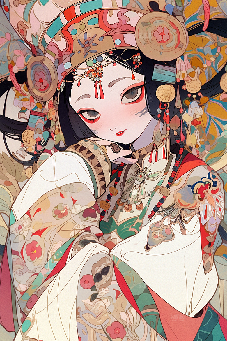 京剧女孩戏曲国粹插画