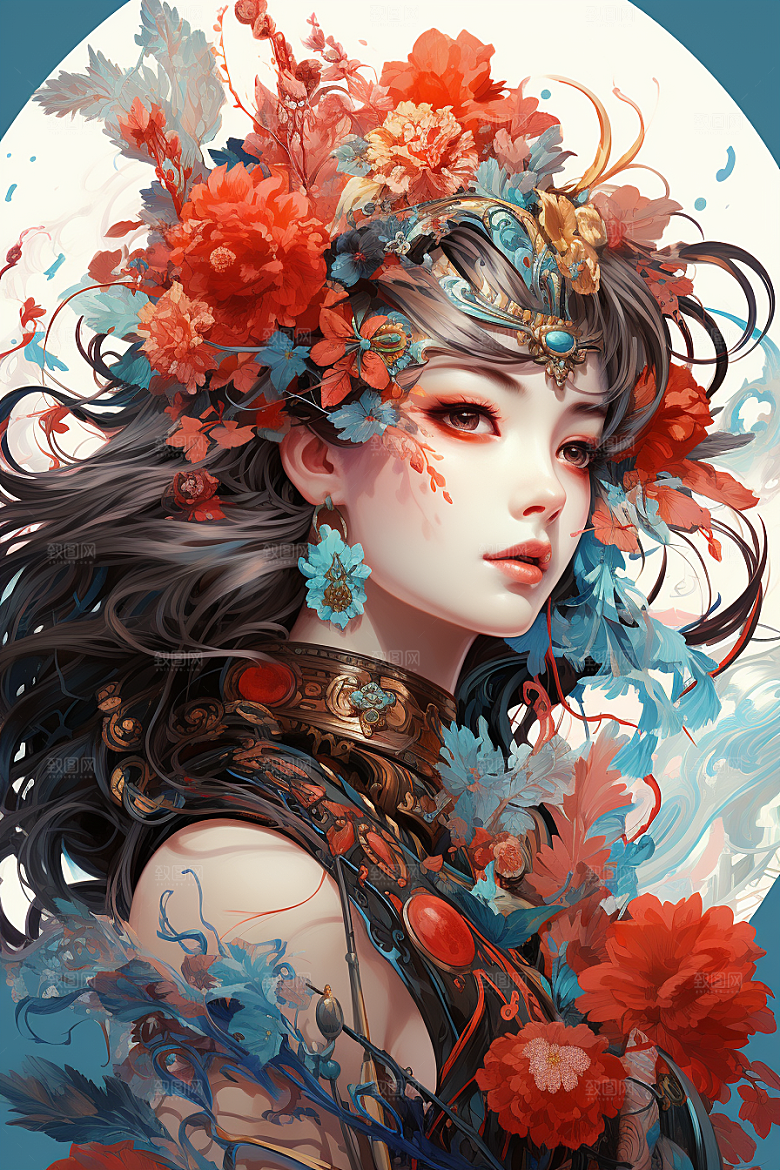 京剧女孩国潮戏剧插画