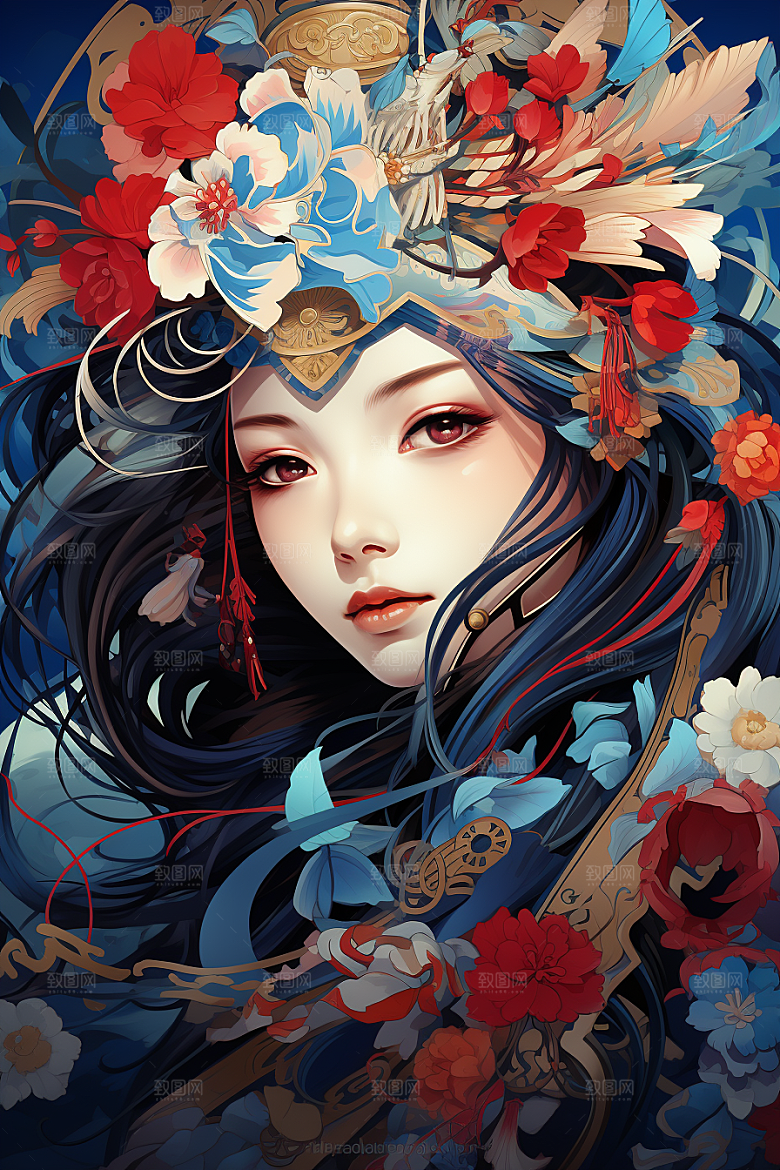 京剧女孩国粹国潮插画