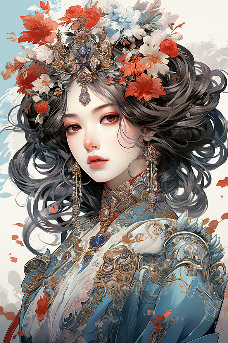 京剧女孩国潮手绘插画