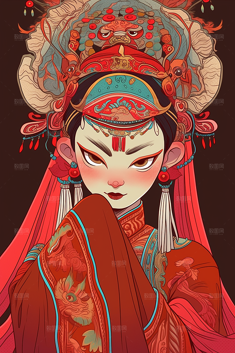 京剧女孩戏剧国粹插画