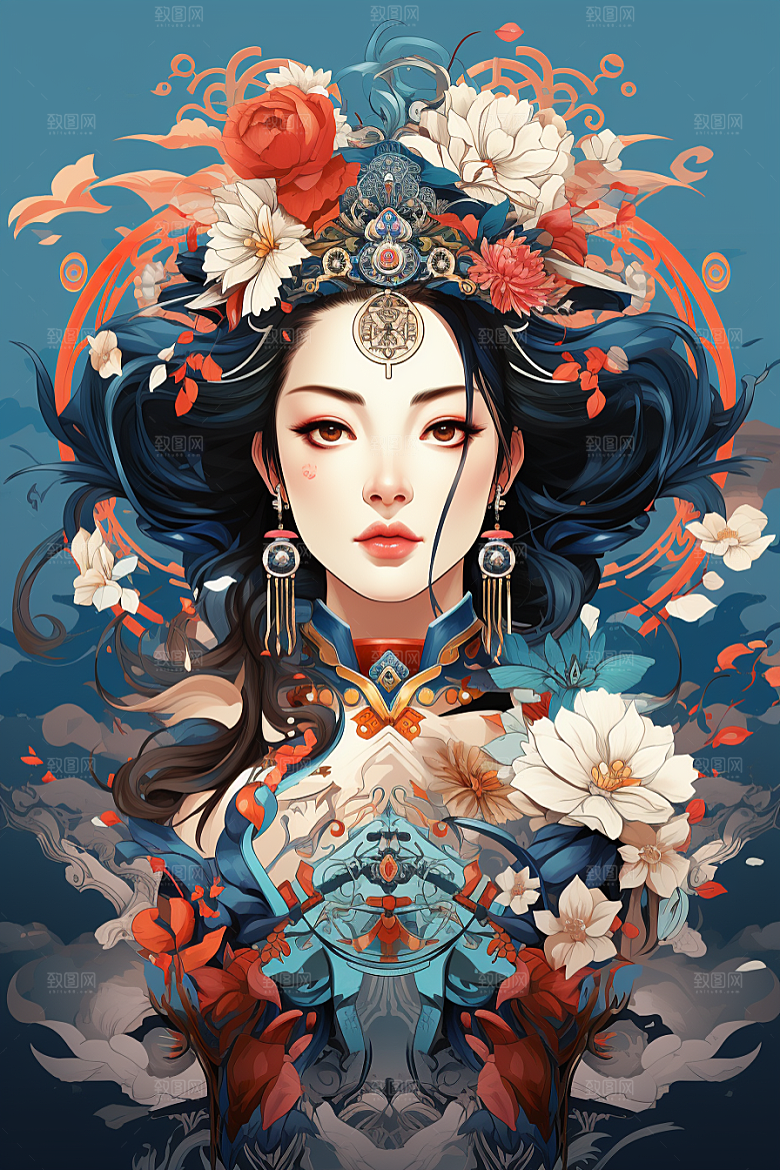 京剧女孩国粹中国风插画