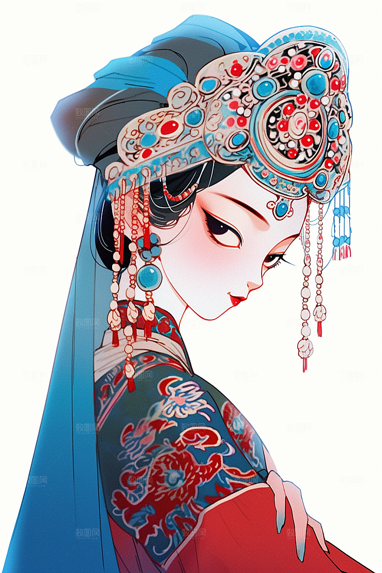 京剧女孩传统风格国粹插画