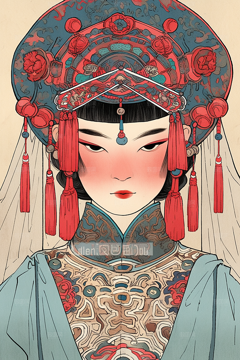 京剧女孩国粹国潮插画