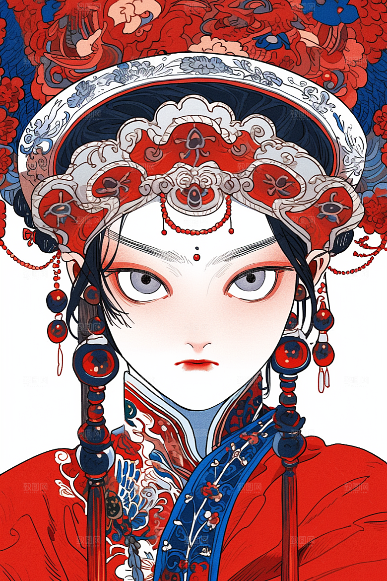 京剧女孩国粹中国风插画