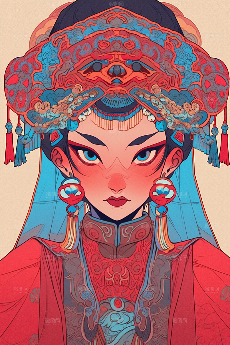 京剧女孩戏剧国粹插画