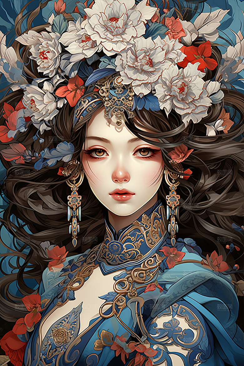 京剧女孩传统风格国粹插画