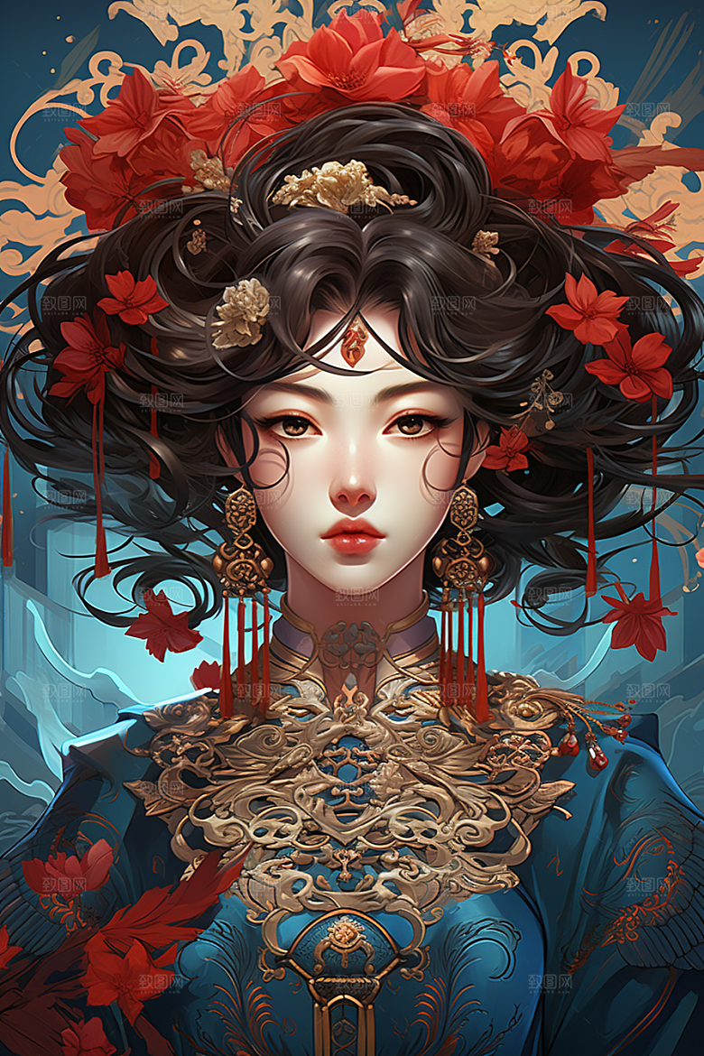 京剧女孩国粹国潮插画