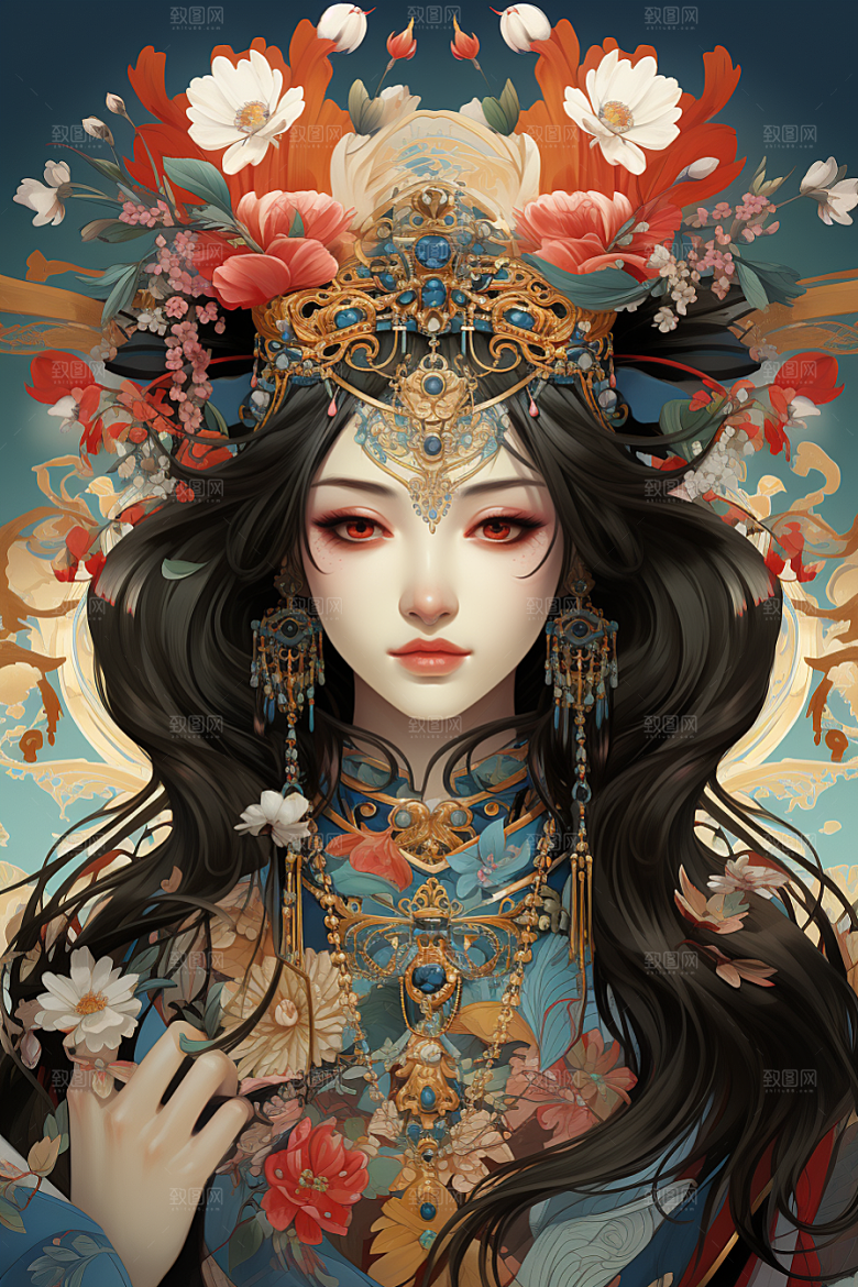京剧女孩国潮中国风插画