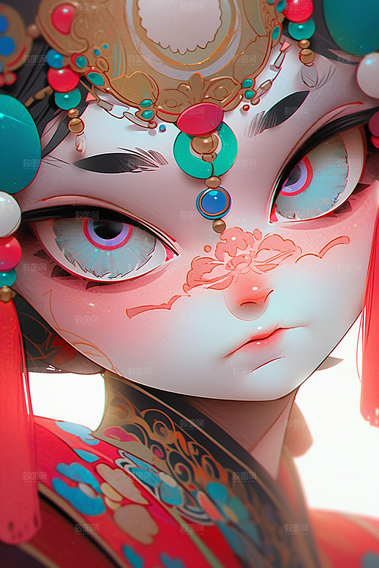 京剧女孩戏剧国潮插画
