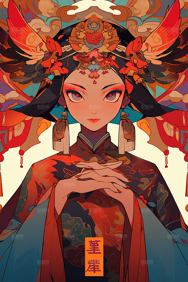 京剧女孩国粹国潮插画