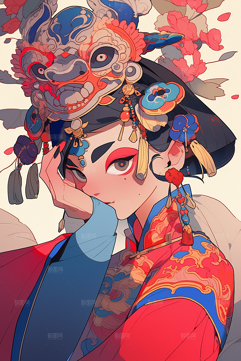 京剧女孩戏曲戏剧插画