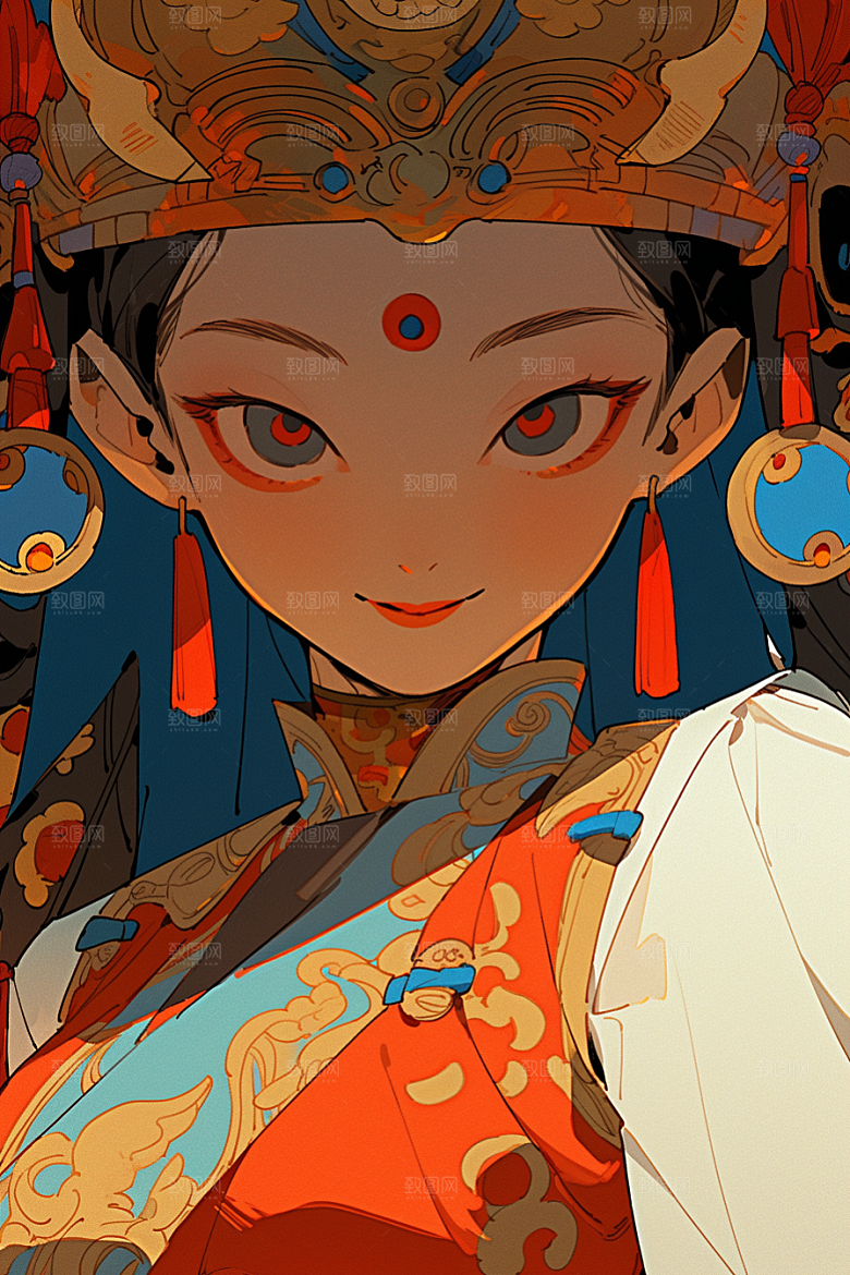 京剧女孩传统风格国潮插画