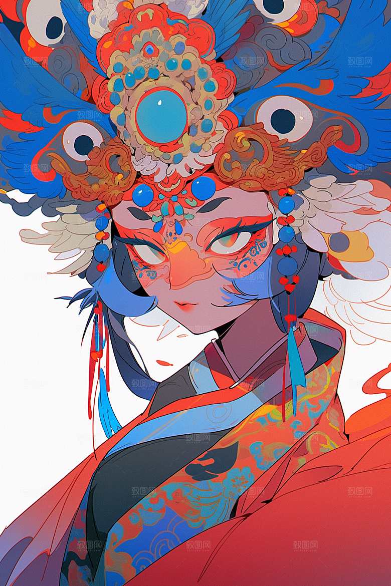 京剧女孩国粹戏曲插画